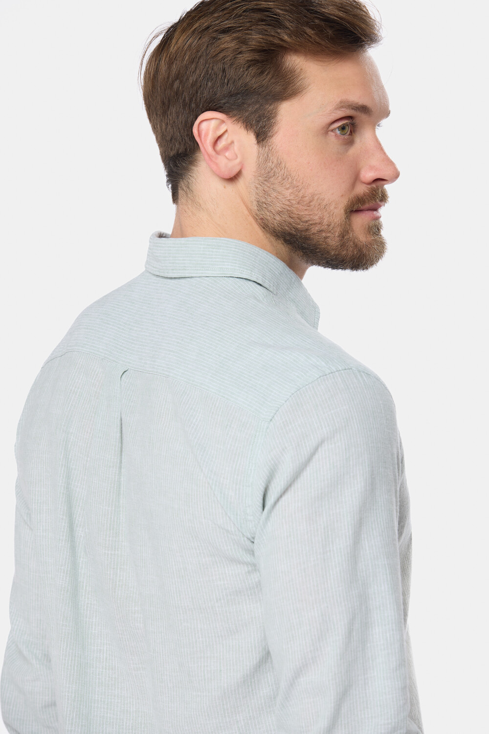 CAMISA RAYADA DE LINO Menta
