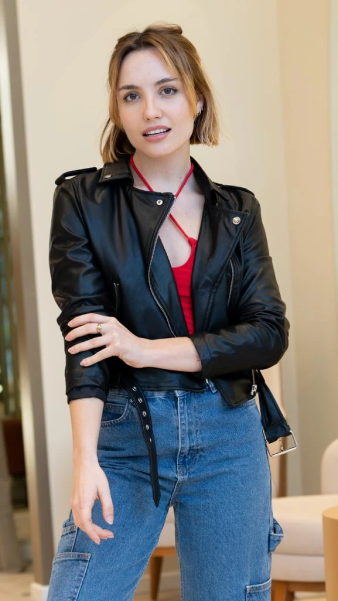 Chaqueta efecto cuero - Negro 