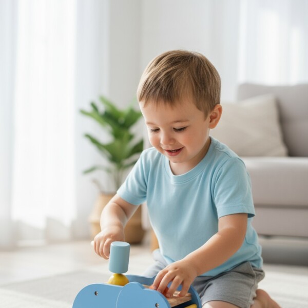 Juguete elefante martillo encastre BUBA cloudy montessori Juguete elefante martillo encastre BUBA cloudy montessori