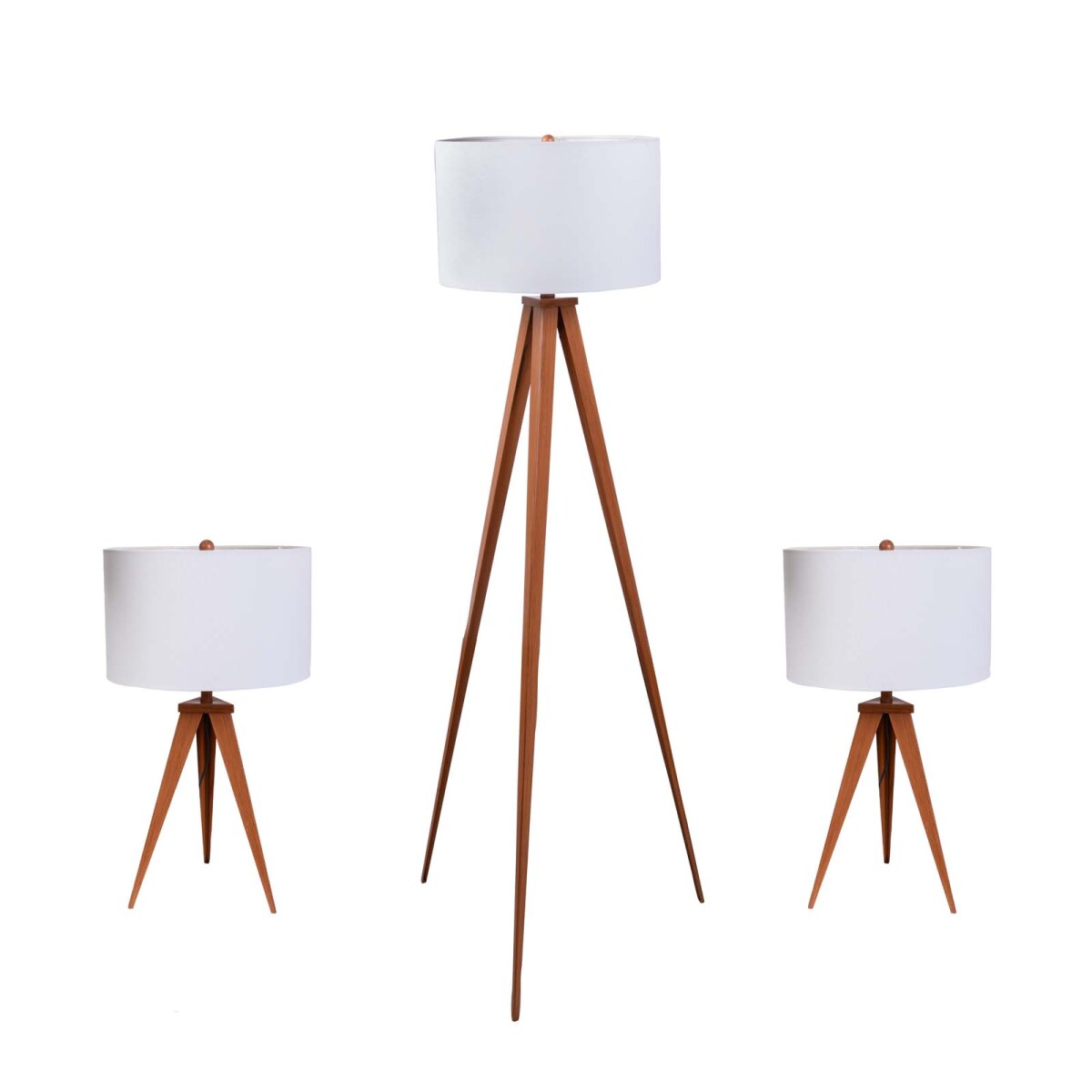 SET LAMPARA DE PIE + 2 DE MESA - METAL NATURAL-BEIGE ML20254 