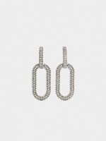 Pendientes Largos De Aros Con Cristales plateado