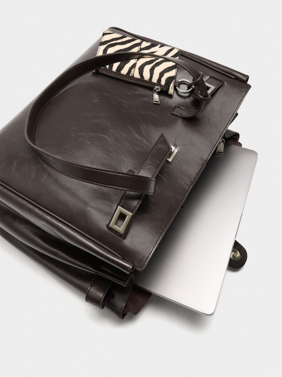 Bolso Para Portátil 13" Colgado De Piel marron