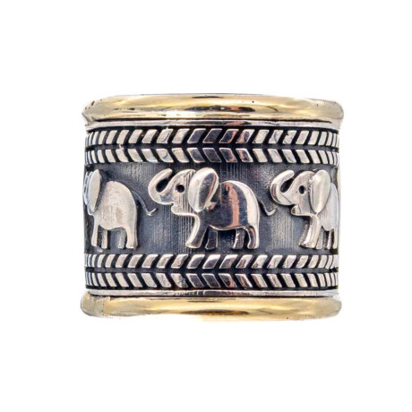 Anillo de Plata 925 y double en oro 18 ktes Elefantes