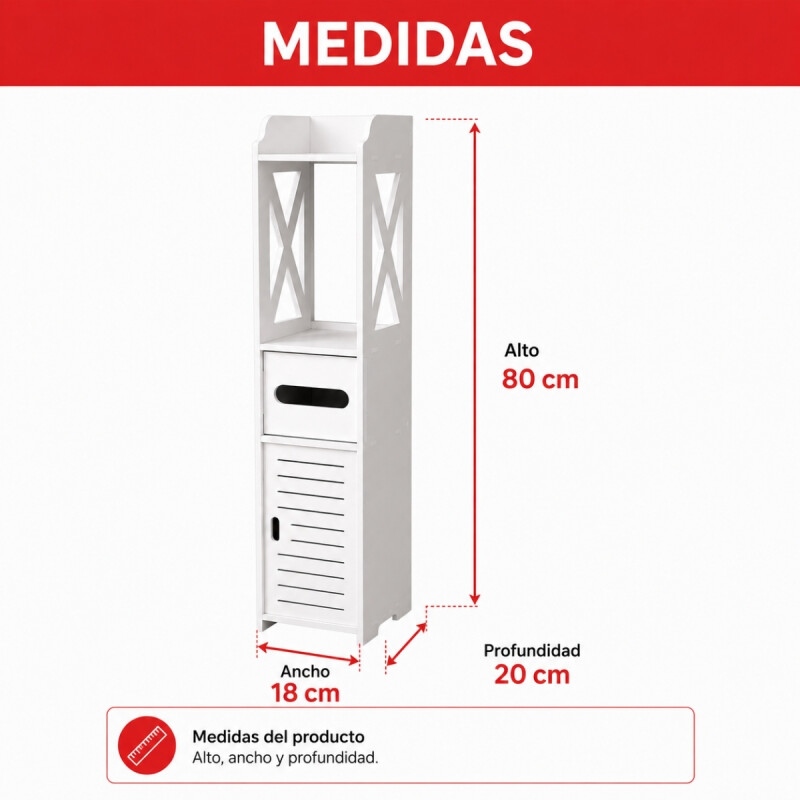 Organizador para espacios reducidos 80 x 18 x 20 cm BLANCO