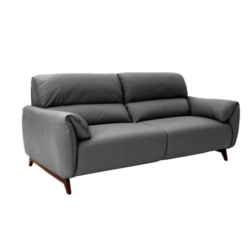 Sofa 4 cuerpos 240 x 90 x 82 100 % cuero Gris Cemento patas madera negra Sofa 4 cuerpos 240 x 90 x 82 100 % cuero Gris Cemento patas madera negra