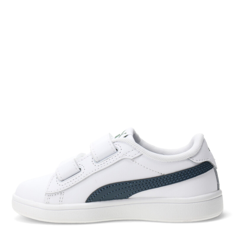 Championes Infantiles Puma Smash 3.0 Leather Blanco - Azul Marino - Verde