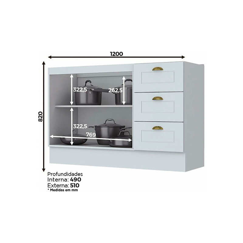 Bajo Mesada AMERICANA 120 cm MDF Blanco Bajo Mesada AMERICANA 120 cm MDF Blanco