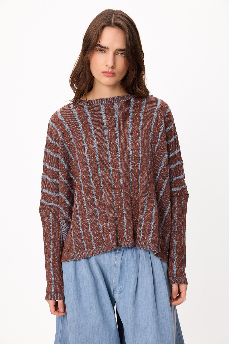 Sweater Oceano Crop Chocolate/Celeste