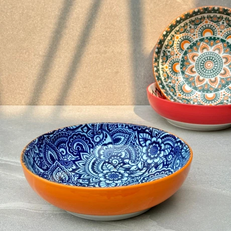 Juego De 3 Plato Bowl Cerámica Ø 23cm x Alto 6cm Juego De 3 Plato Bowl Cerámica Ø 23cm x Alto 6cm
