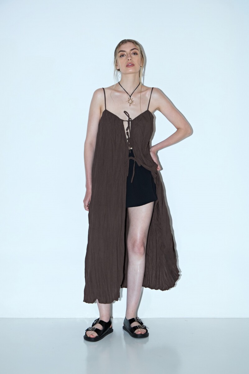Vestido largo abierto - marrón 