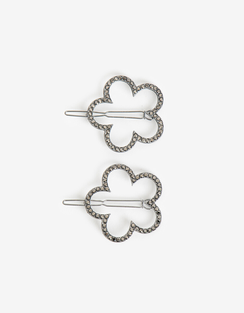 Set De 2 Hebillas Tic Tac En Forma De Flor Con Strass. 