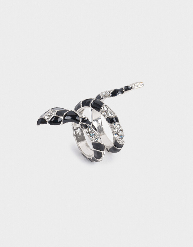 Anillos Medianos y Grandes Con vibora Anillo De Serpiente - Plateado