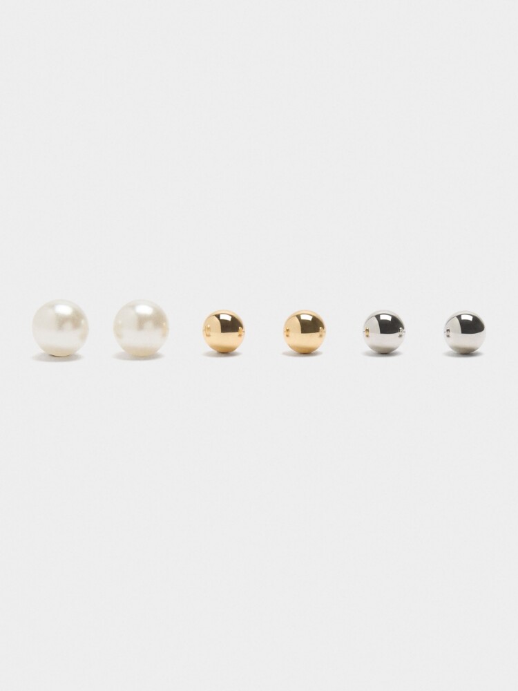 Pendientes De Esferas Bicolor Y Perlas bicolor