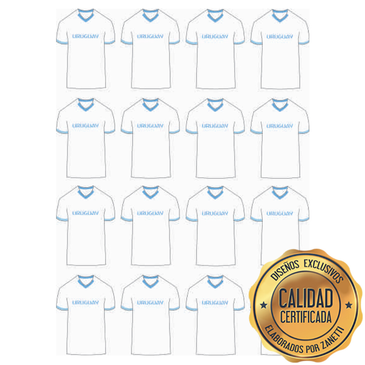 Lámina Uruguay - Camiseta Blanca x16 