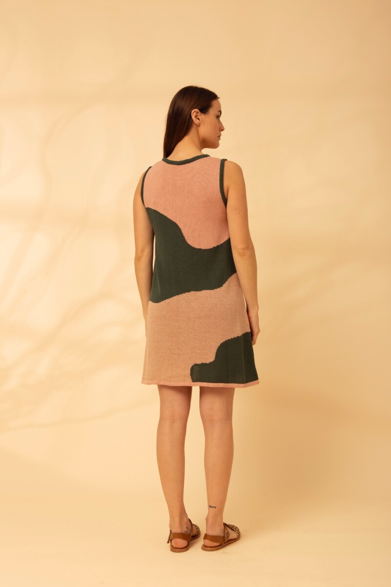 VESTIDO LUNAR Verde Y Rosa