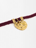 Pulsera Cordón Con Charm - Acero Inoxidable burdeos