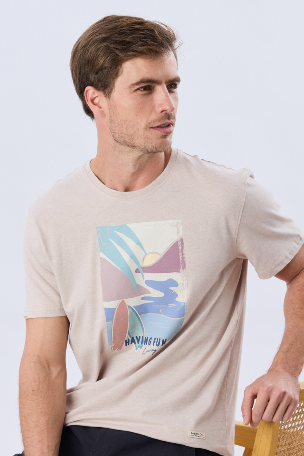 REMERA ESTAMPADA DE ALGODÓN Beige