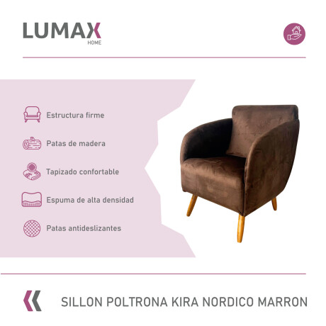 Pack x2 Sillón poltrona 1 cuerpo Lumax Kira nórdico de tela Marron