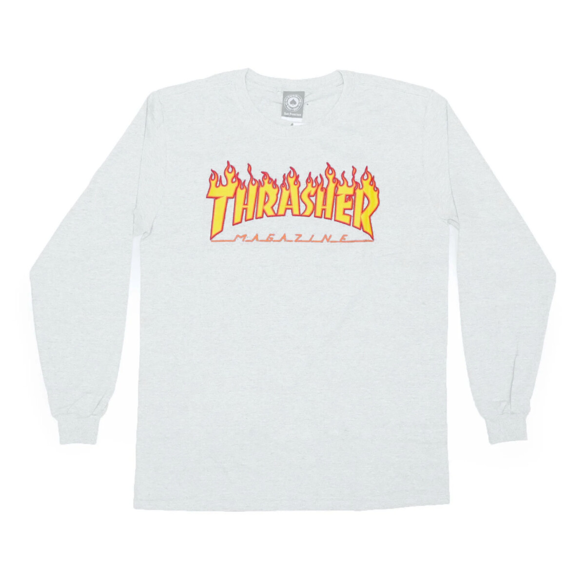 Remera Manga Larga Flame Logo Thrasher - Blanca 