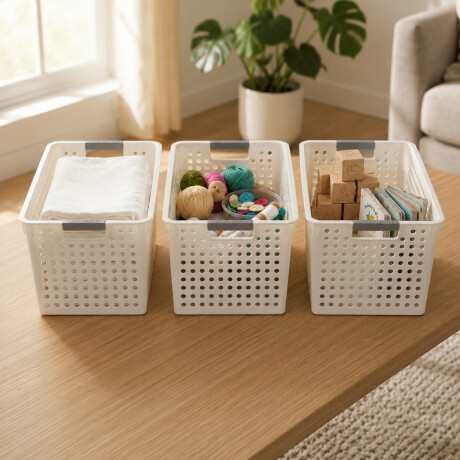 Set x3 Cesto calado M 31 x 21,5 x 17,5 cm BLANCO