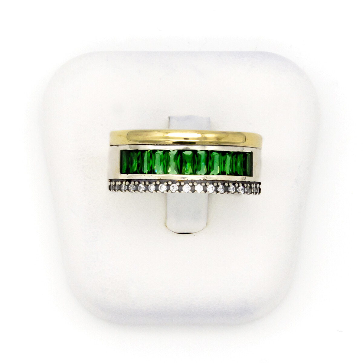 Anillo de plata 925, double en oro 18 ktes y circonias. 