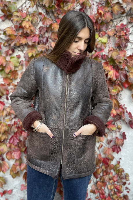 Borrego greta reversible Marron gastado