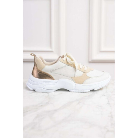 Zapatilla Combinada Cuero Nacar