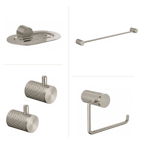 SET DE ACCESORIOS METAL SIGNATURE GRIS BRUSHED NICKEL BRILLO GRIS-BRUSHED NICKEL