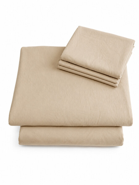 JUEGO DE SABANAS 2 PLAZA WASH BEIGE