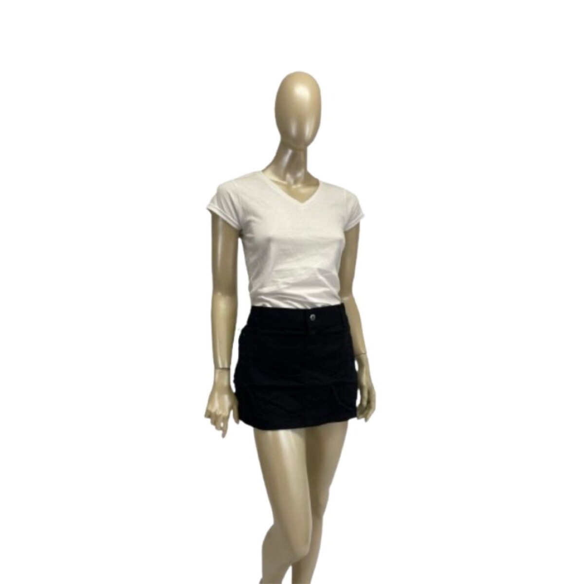 Delantal Corto Simil Pantalón Bolsillos Unisex - Negro 