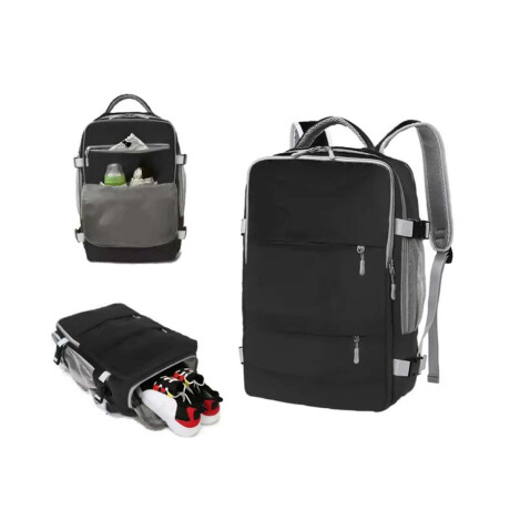 Mochila expandible mediana con compartimentos Negro