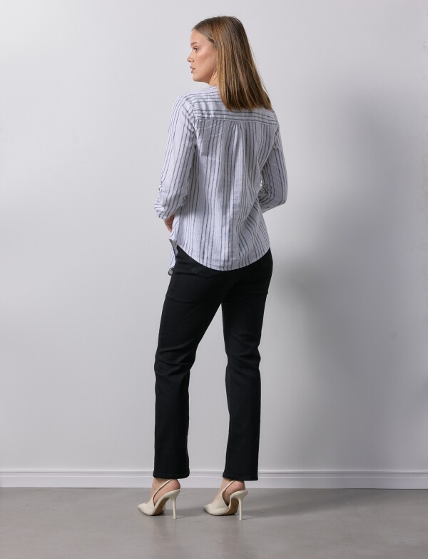Blusa Lino Lineas BLANCO/NEGRO