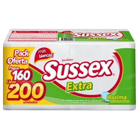 SERVILLETA SUSSEX COCKTAIL 24X22.5 CM LLEVE 200 PAGUE 160 SERVILLETA SUSSEX COCKTAIL 24X22.5 CM LLEVE 200 PAGUE 160