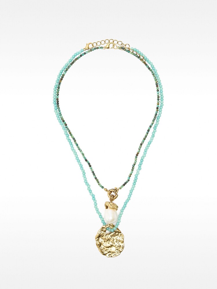 Set De Collares De Piedras Con Perla azul