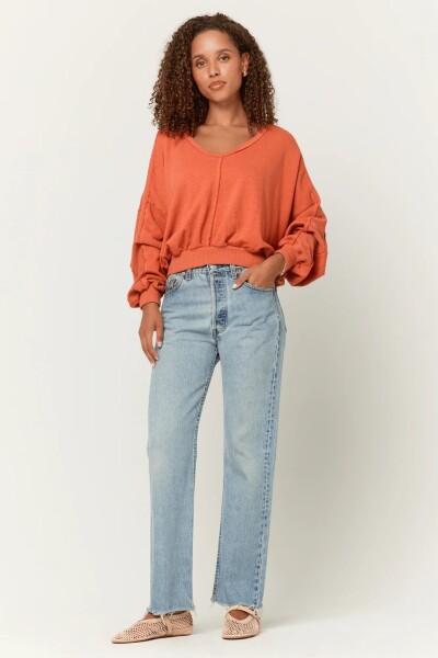 SWEATER PEBBLES SEAMED Naranja