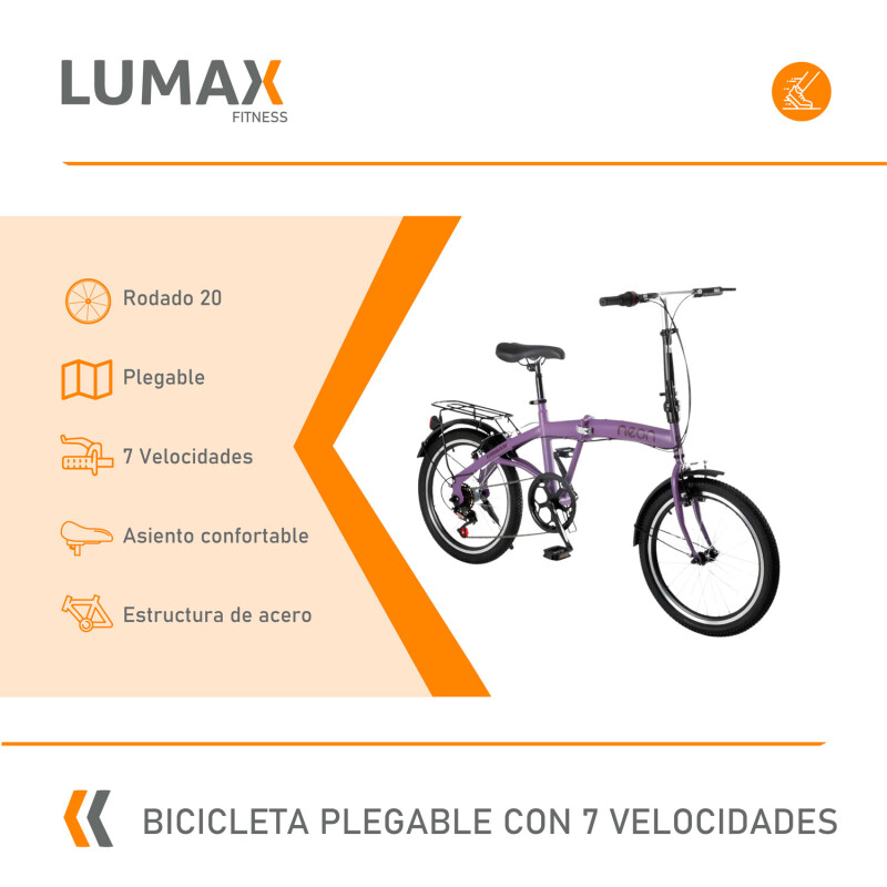 Bicicleta Plegable Rodado 20 Shimano Parrilla Violeta