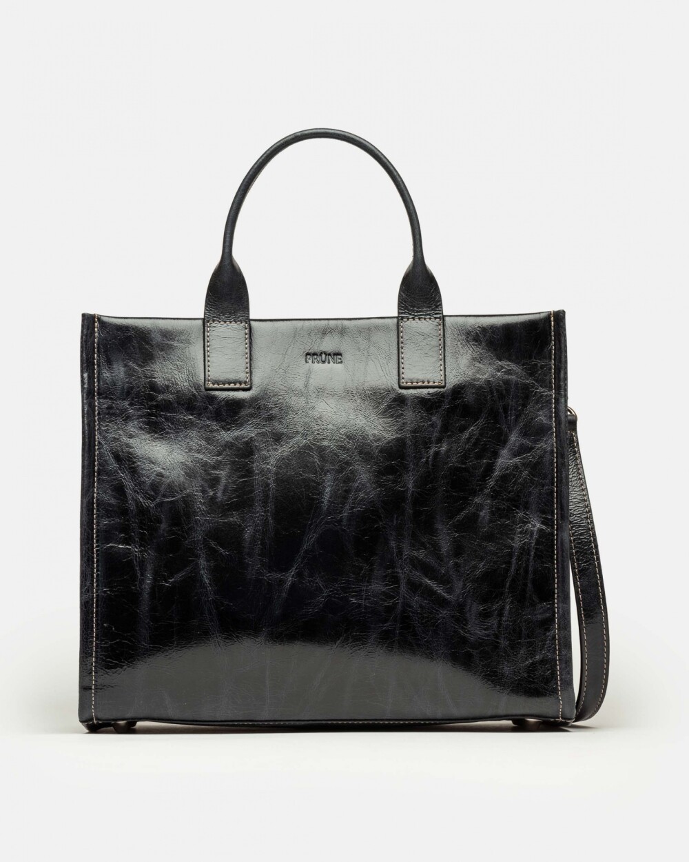 Cartera de mano Capri en cuero arrugado Negro