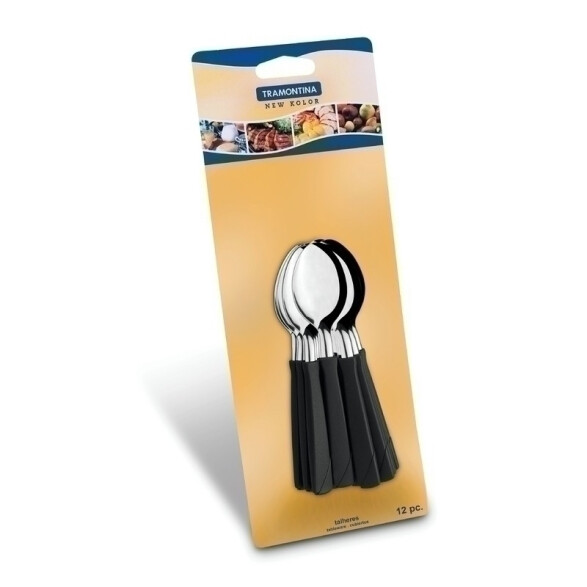 Cuchara té en plástico negro, modelo NEW KOLOR, 12 piezas -TRAMONTINA TN7843