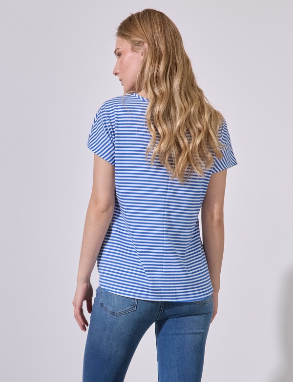 Remera Lineas AZUL/BLANCO