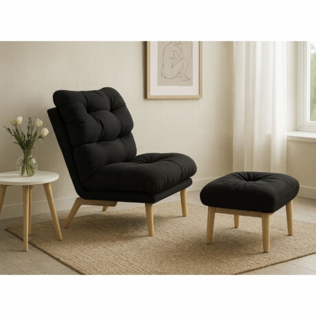 Sillón Reclinable con Apoyapies Incluido - Negro Sillón Reclinable con Apoyapies Incluido - Negro