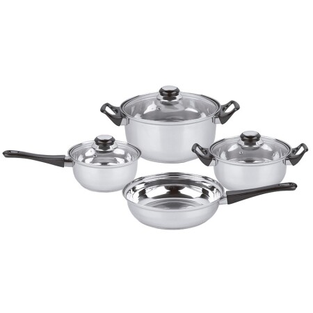 BATERIA DE COCINA 7 PIEZAS CUORI MILEN PLATA