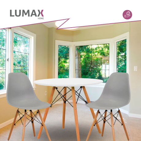 Juego de comedor Con Mesa Circular de 80cm + 2 Sillas Eames Gris