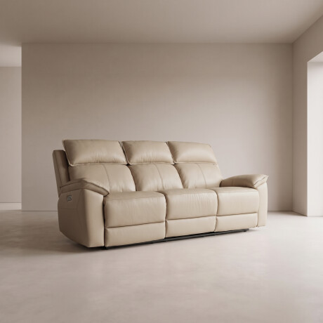 RECLINER ELÉCTRICO 3 CUERPOS CUERO-Y-SIMIL-CUERO MARRON JOSHUA TAUPE
