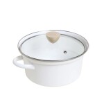 OLLA D22CM ENLOZADA TAPA VIDRIO BLANCO OLLA D22CM ENLOZADA TAPA VIDRIO BLANCO