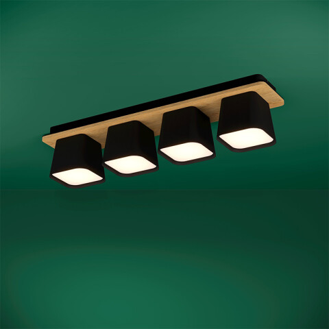 Lámpara de techo acero negro y madera 4xE27 RUSCIO EG3481X