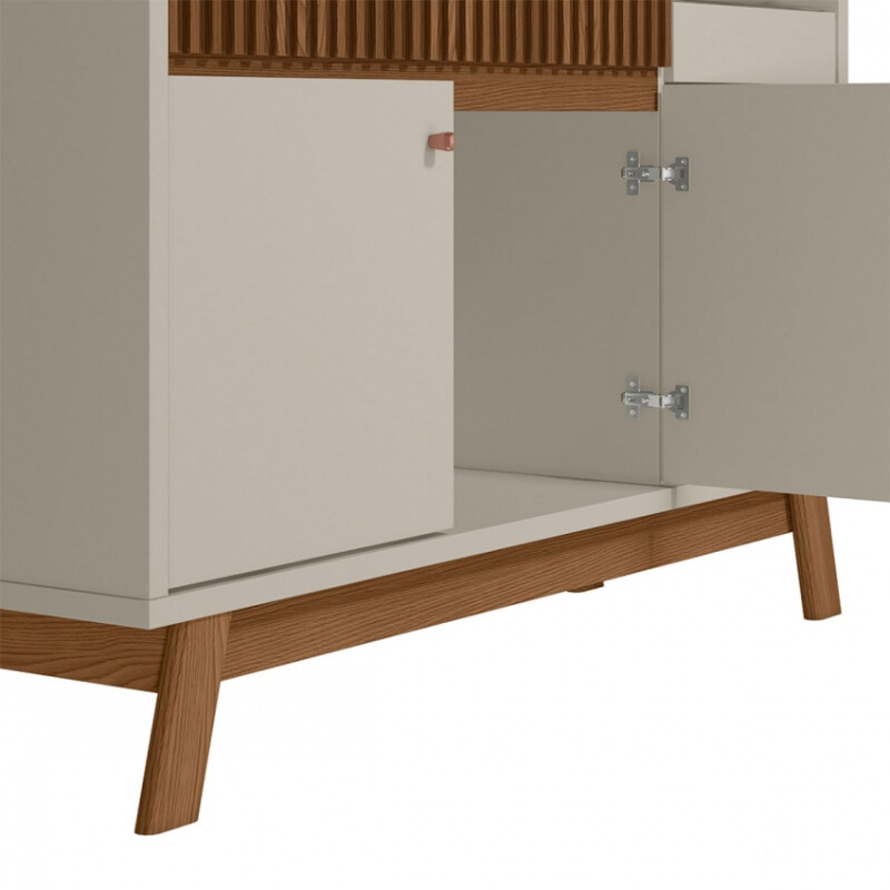 Aparador PIEMONTE Amendoa Off White – 2 Puertas, Bar con Espejo y Cajón Aparador PIEMONTE Amendoa Off White – 2 Puertas, Bar con Espejo y Cajón