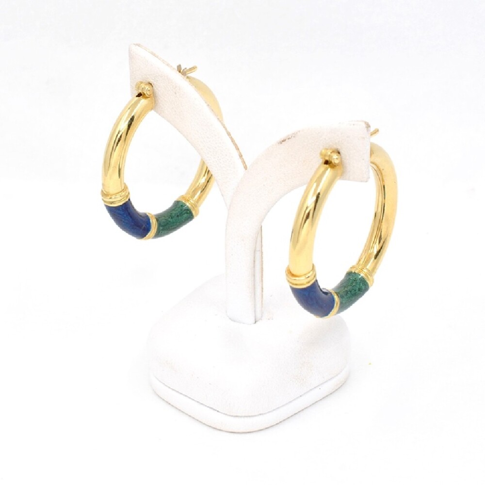 Aros En Oro 18K Con Esmalte En 2 Colores Aros En Oro 18K Con Esmalte En 2 Colores