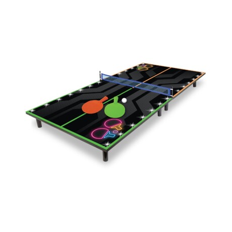 Juego De Mesa Mini Ping Pong Neón Con Accesorios Ub NEGRO