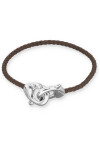 PULSERA DE CUERO MARRÓN CON MOSQUETÓN ENTRELAZADO BAÑADO EN PLATA Pulsera