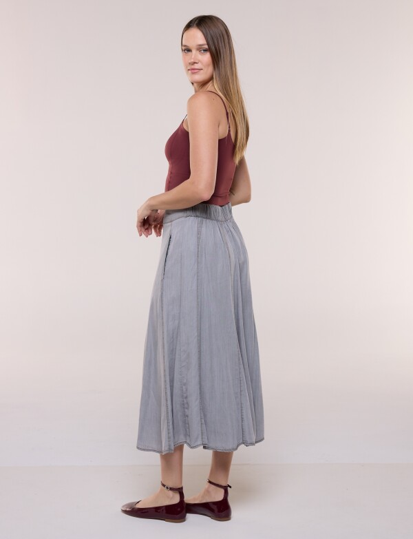 Falda Midi Lyocell GRIS CLARO